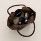 Faux Suede Tote Bag with Double Shoulder Handles Zip Closure and Interior Pockets