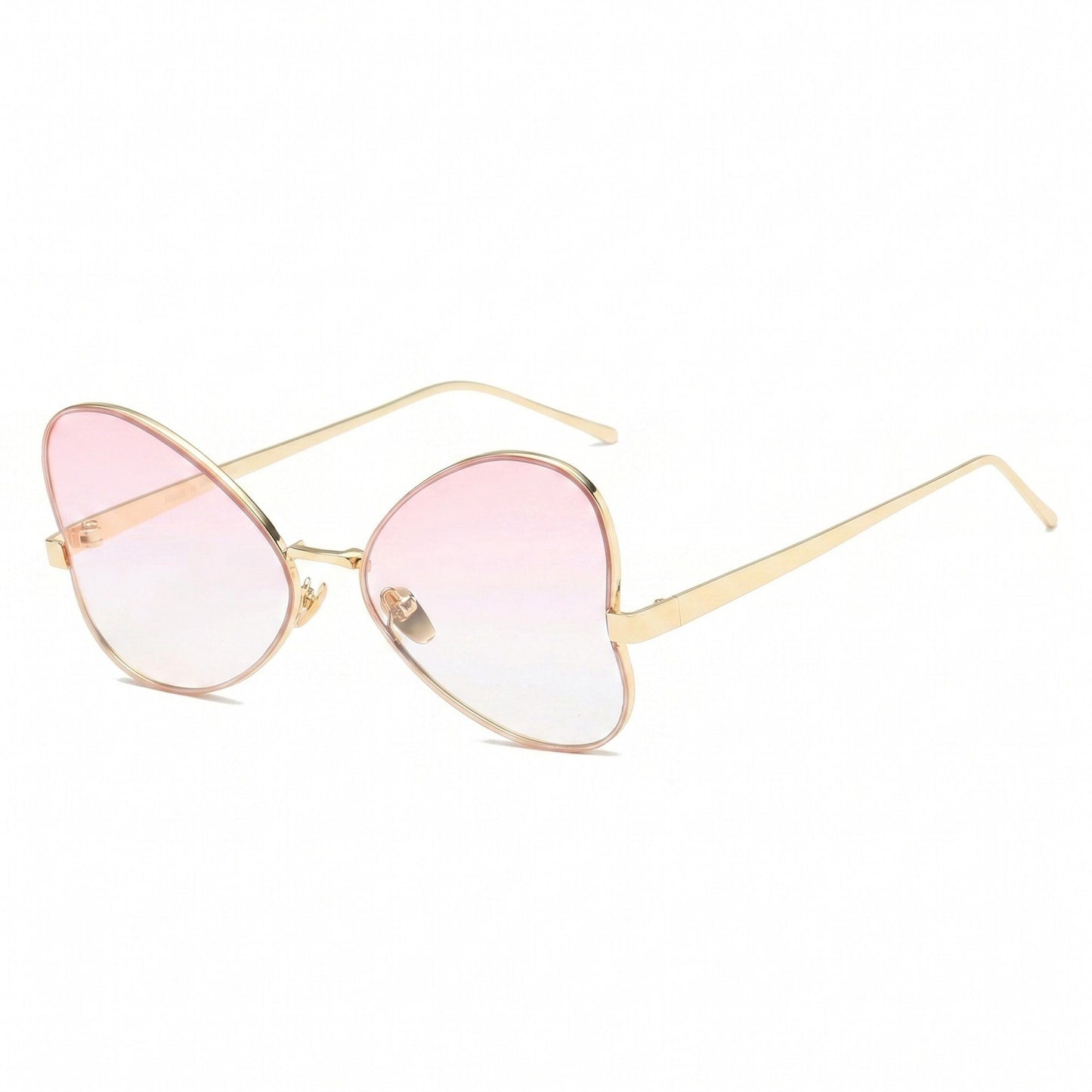 Round Oval Fashion Polarized Sunglasses with Lightweight Metal Frame and Gradient Lenses
