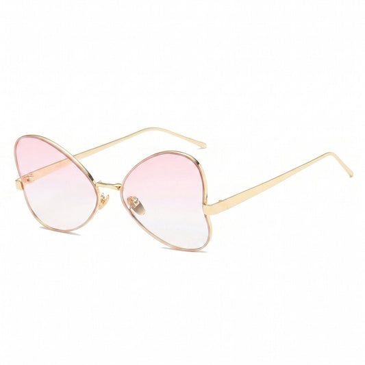 Round Oval Fashion Polarized Sunglasses with Lightweight Metal Frame and Gradient Lenses