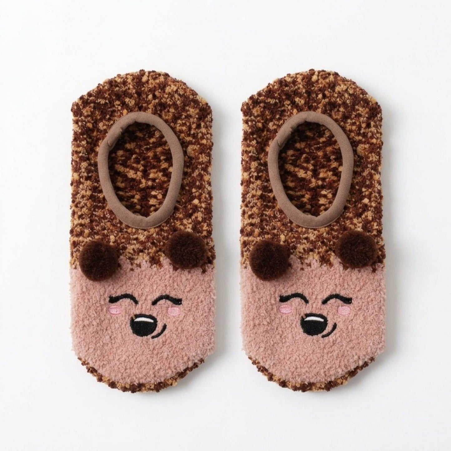Fuzzy Bear Slipper Socks 2 Pair US 5-10.5