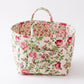 Quilted Floral Storage Basket with Handles and Front Pocket