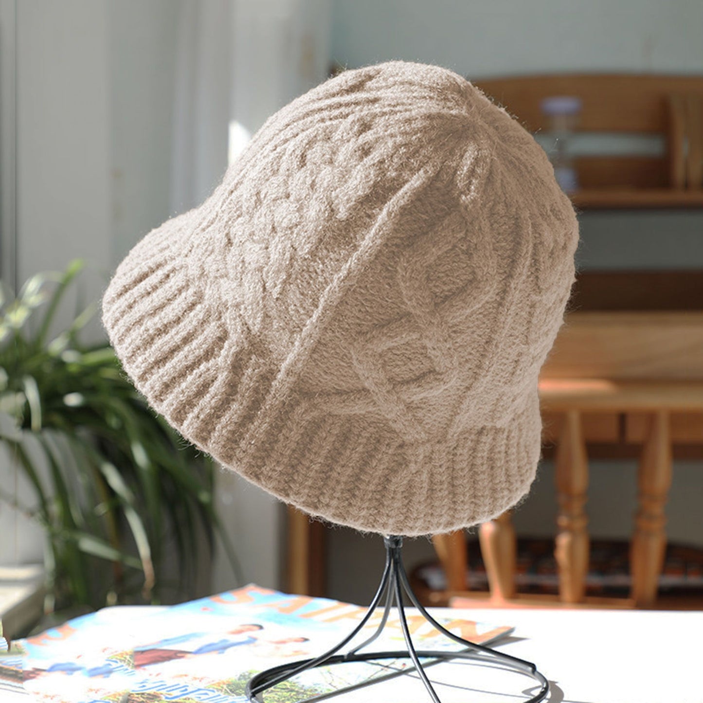 Cable-Knit Bucket Hat - Soft Winter Hat for Casual Daily Wear