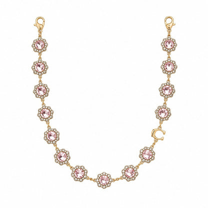 Pink Rhinestone Flower Bag Chain Purse Charm with Gold Tone Clips