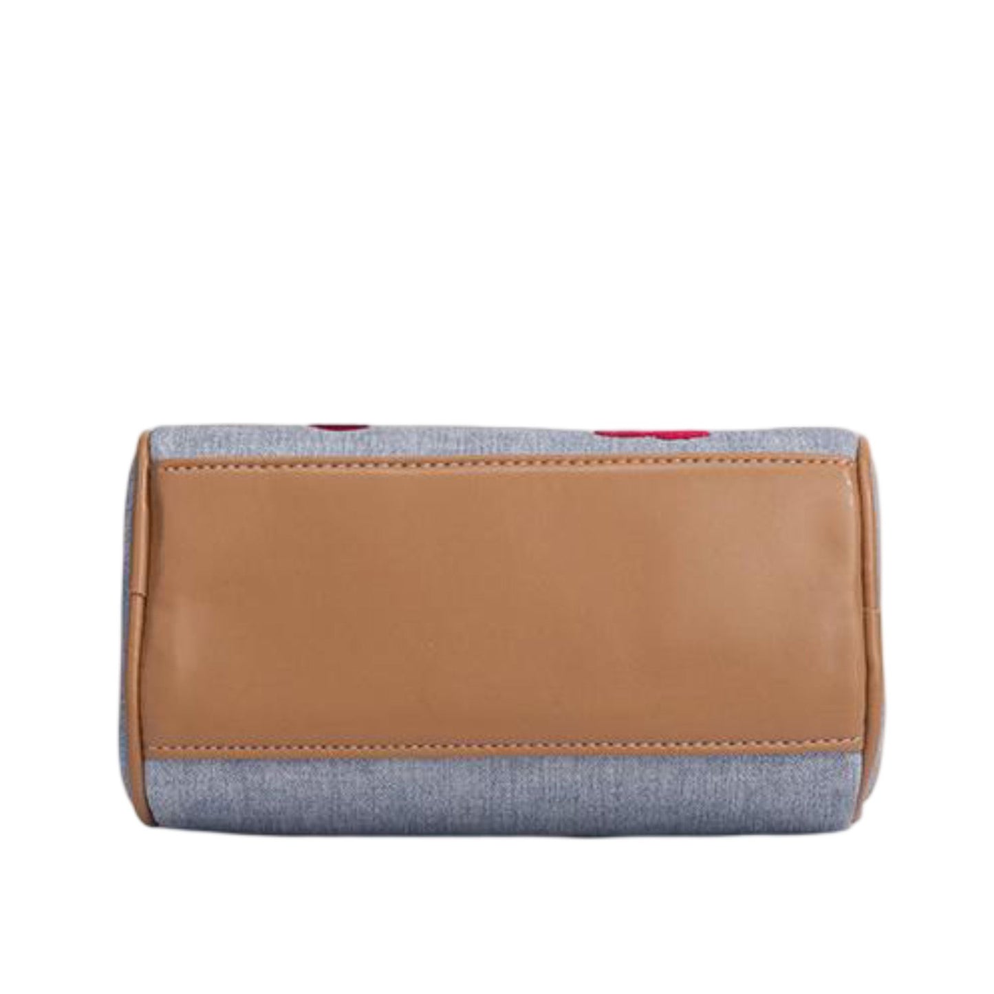 Denim Cherry Boston Handbag with Top Handles