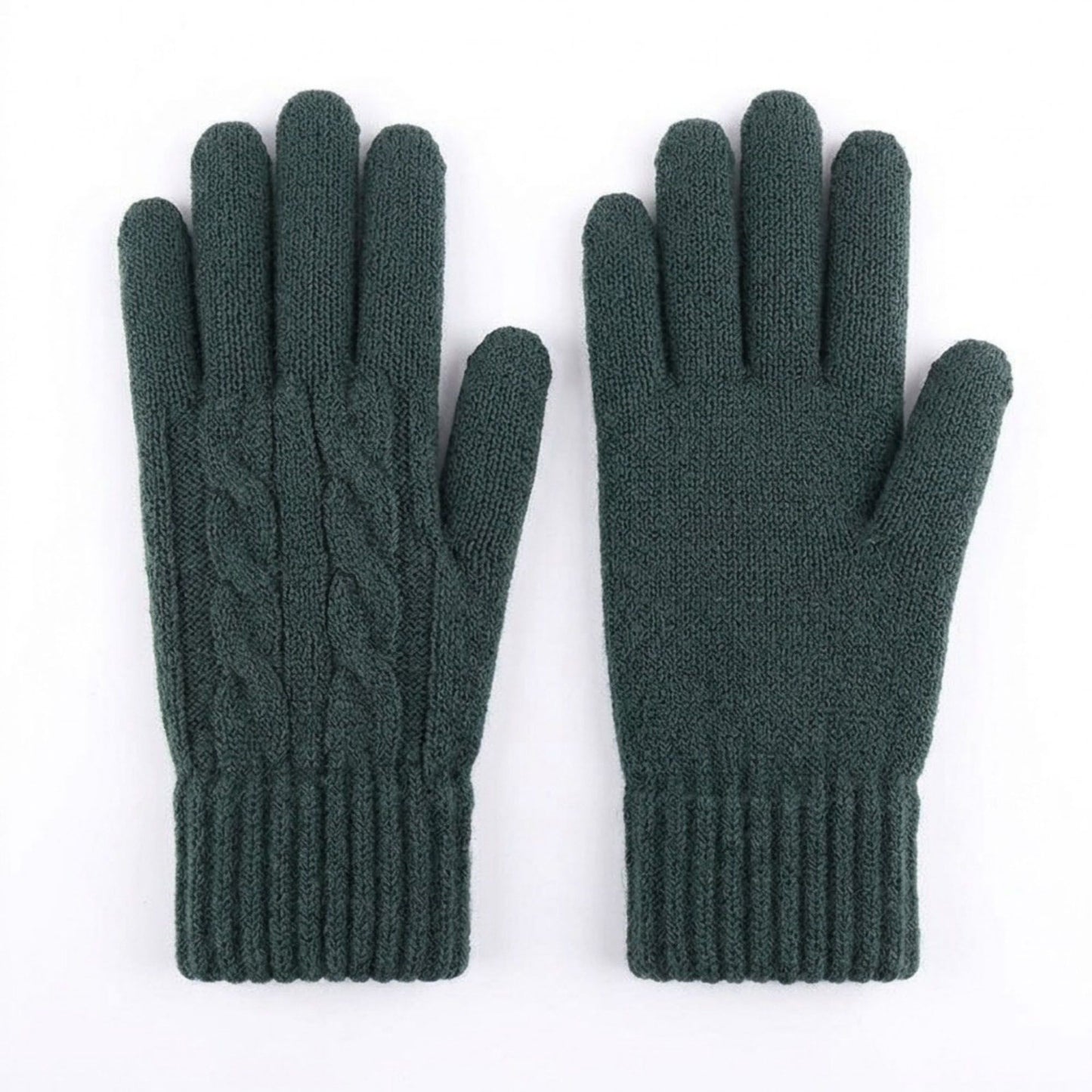 Knit Winter Gloves with Ribbed Cuffs 7.8 x 3.3in