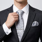Men's Baroque Floral Tie Gift Set with Matching Pocket Square Cufflinks and Silver Tie Clip