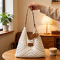 Woven Crochet Shoulder Bag with Leather Strap Slouchy Hobo Handbag Lightweight Knit Tote