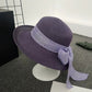 Women Straw Sun Hat Wide Brim Woven Beach Hat Bow Tie Detail Breathable Summer Hat