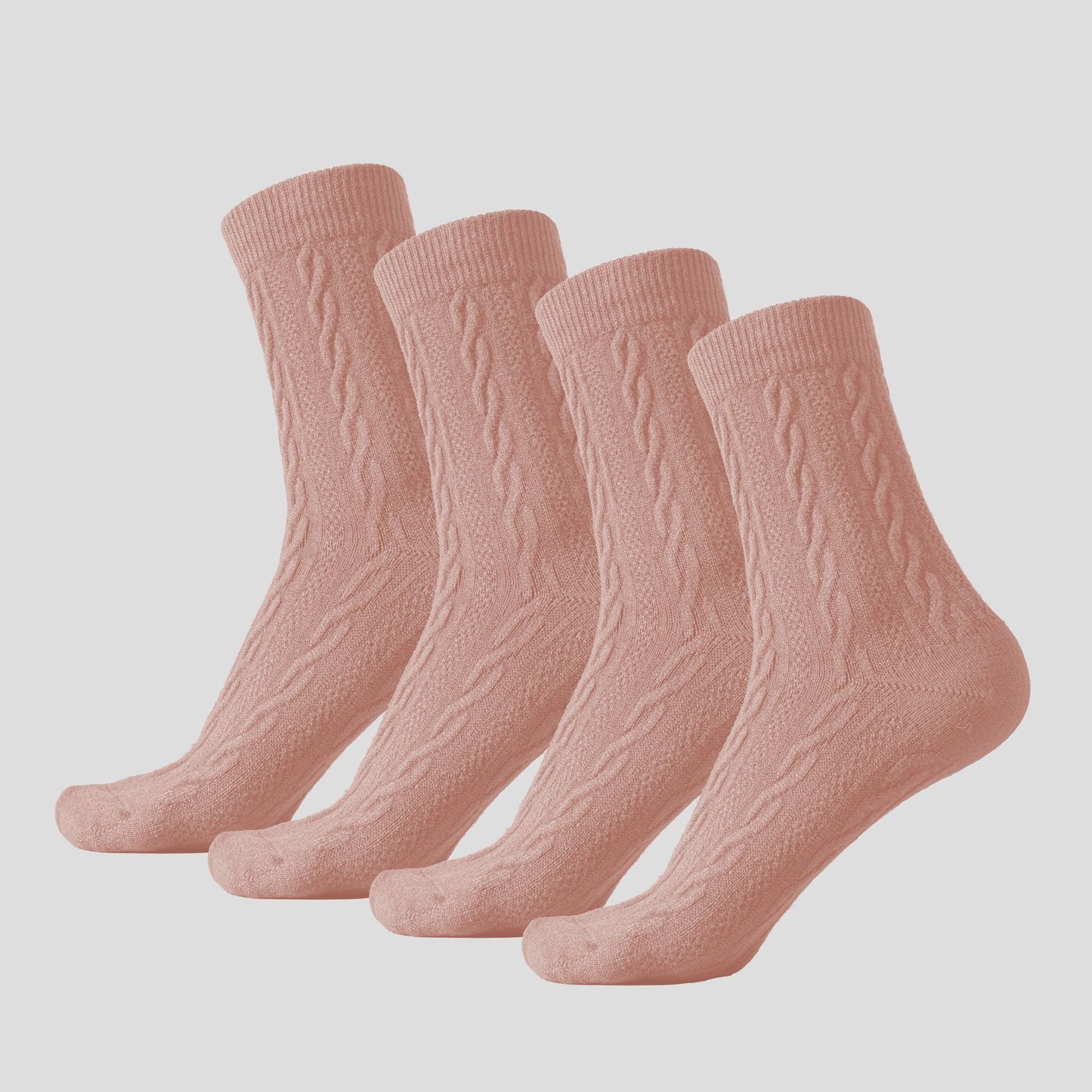 Classic Crew Socks Cable-Knit Cotton for Casual Stability and Comfort 2 Pairs