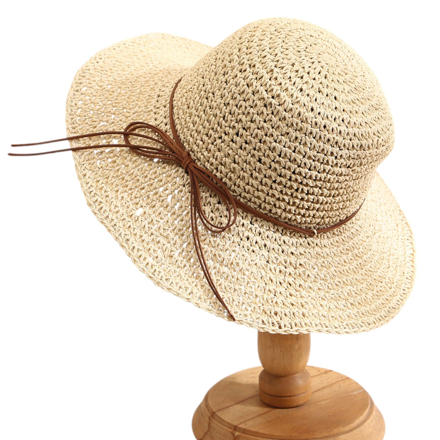 Woven Floppy Sun Hat with Rounded Crown and Decorative Bow Detail for Elegant Summer Shade and Vacation Style