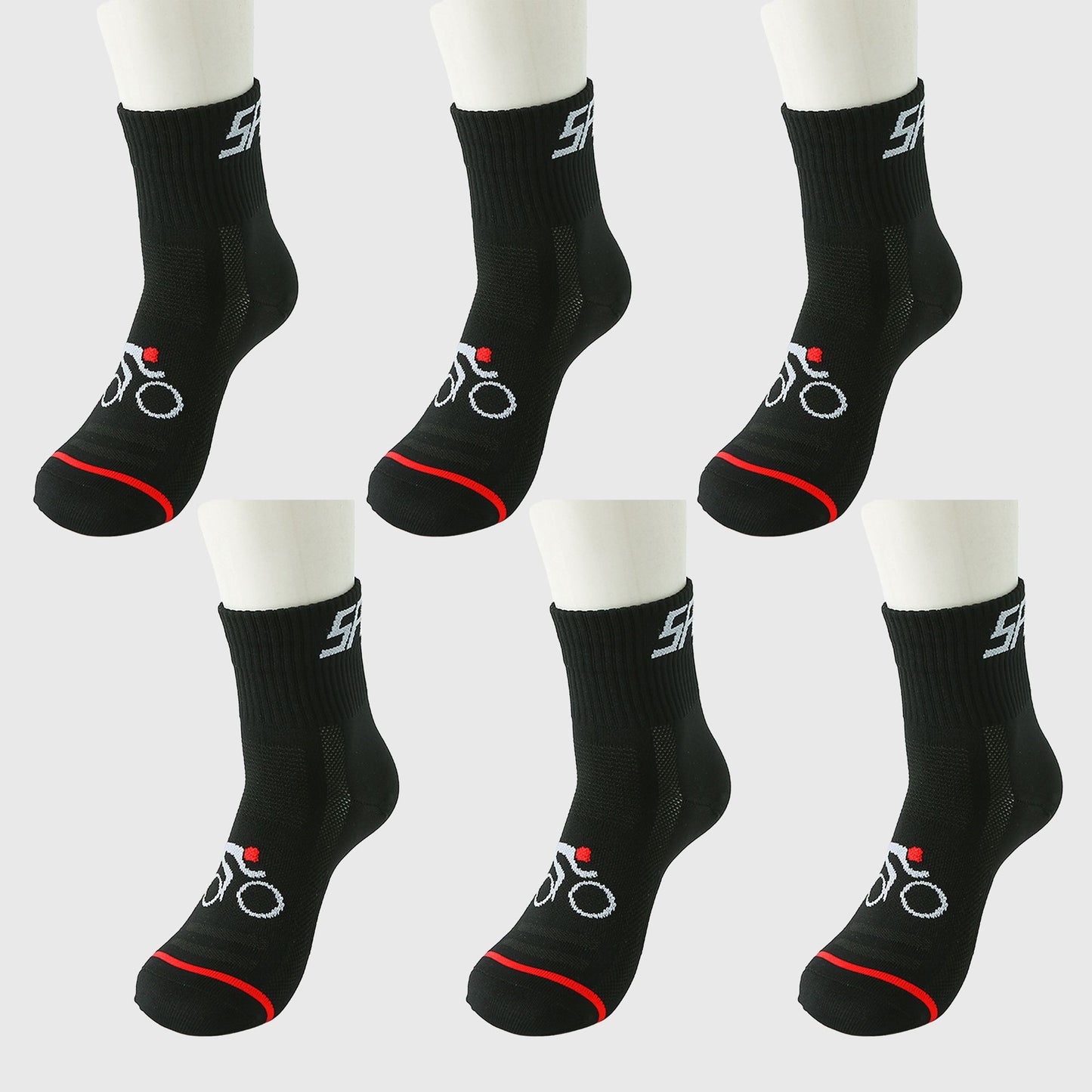 6pk Men's Cycling Pattern Athletic Socks