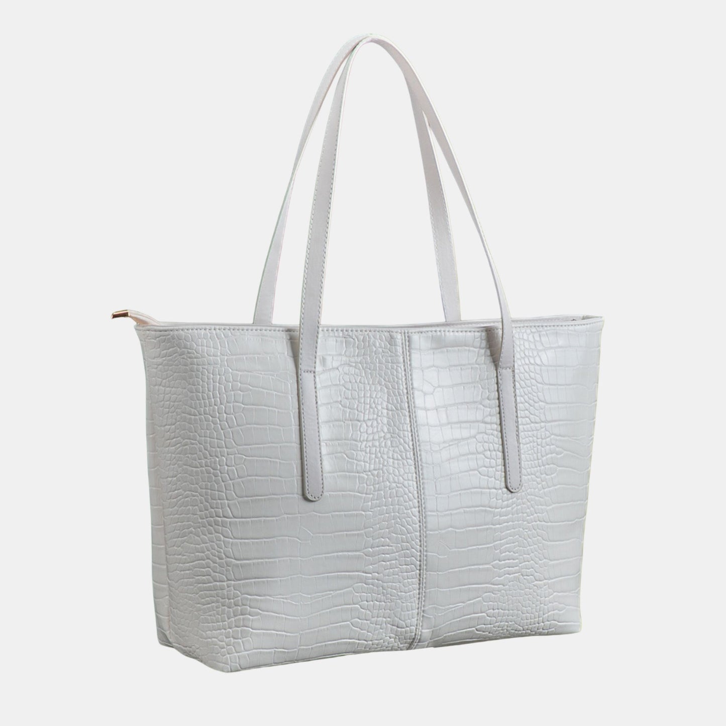 Crocodile Embossed Tote Bag Large Shoulder Handbag with Zipper Closure