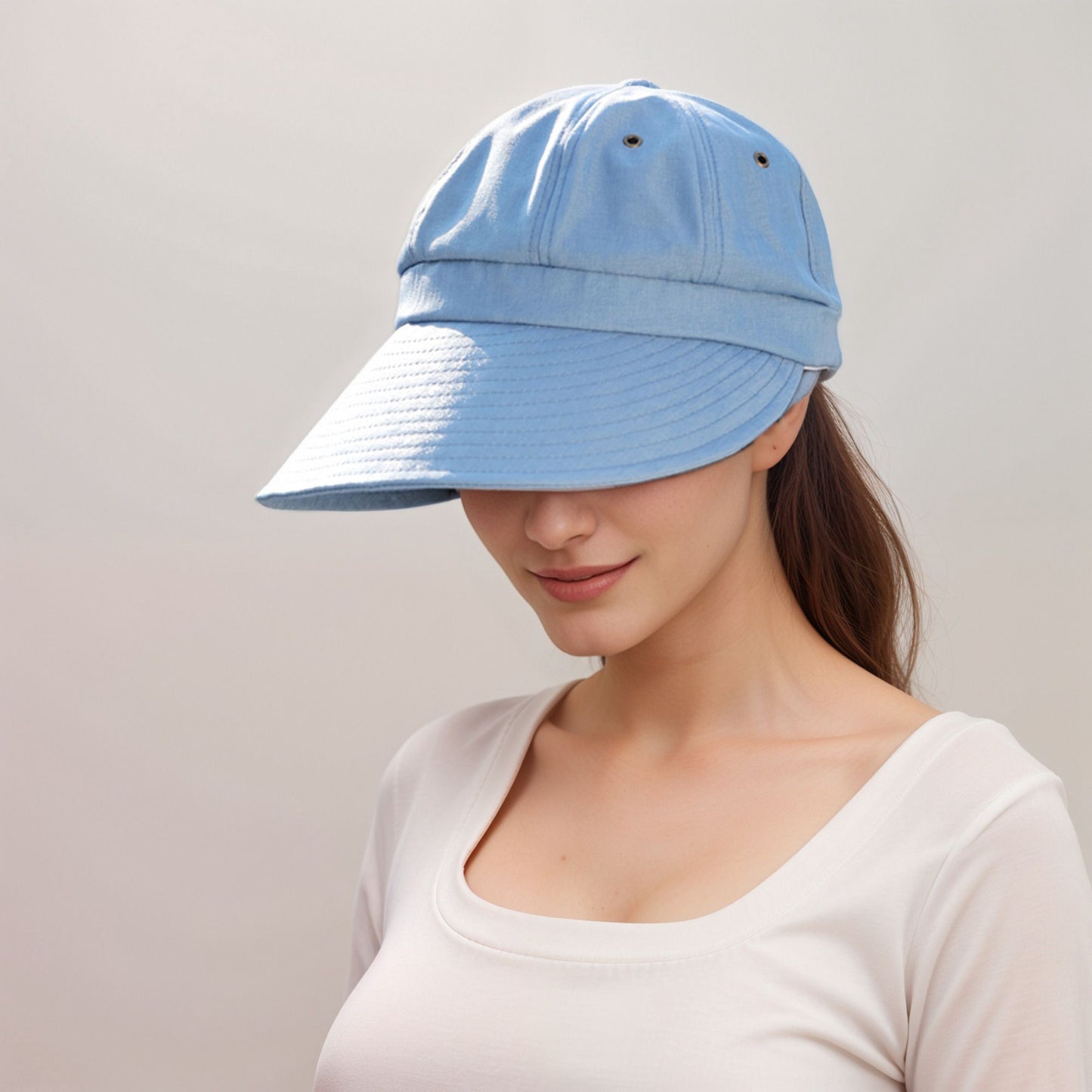 Womens Wide Brim Baseball Cap Bundle with UV Protection Ponytail Hole and Ventilated Eyelets Casual Outdoor Style