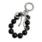 Beaded Bow Keychain with Round Bead Loop and Metal Clip Bag Charm