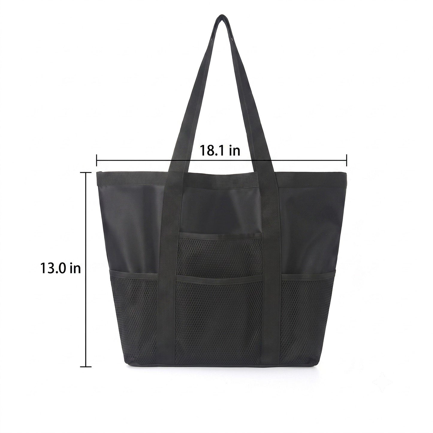Large Mesh Beach Tote Bag with Exterior Pockets and Shoulder Handles