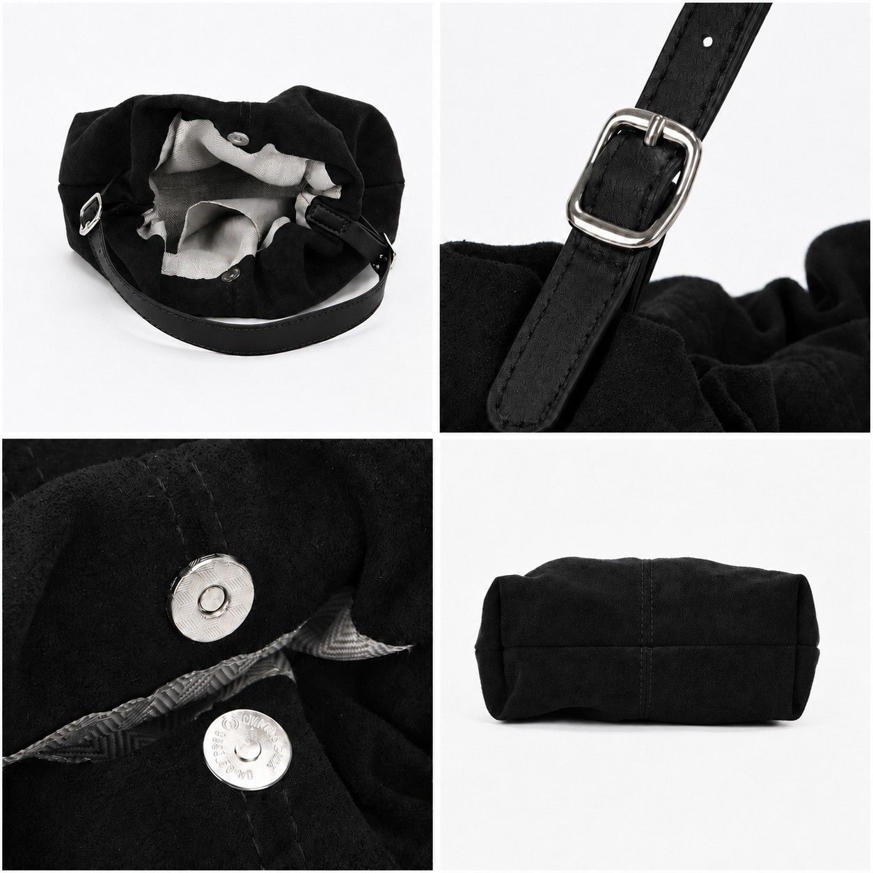 Faux Suede Hobo Shoulder Bag with Adjustable Strap Magnetic Closure and Interior Pocket