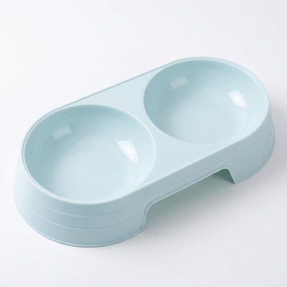 Plastic Double Pet Bowl with Raised Base for Food and Water