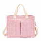 Canvas Tote Bag with Bow Print Large Capacity Lightweight Adjustable Shoulder Bag