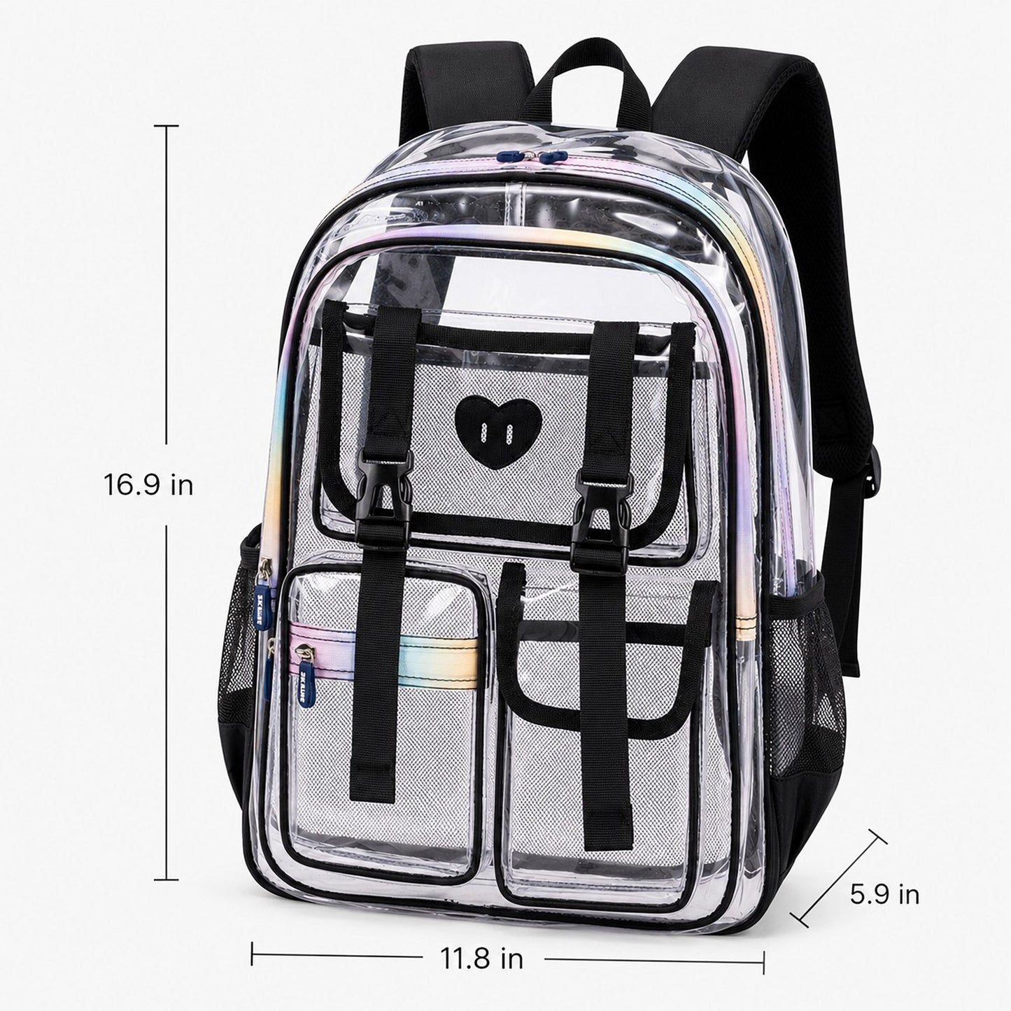 Clear Backpack with Multiple Pockets and Padded Straps
