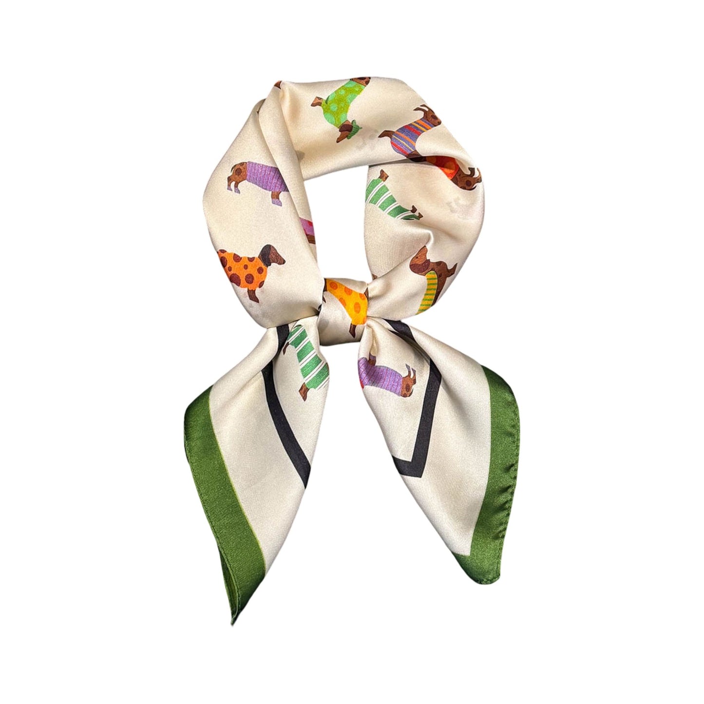 Cute Dachshund Print Satin Feel Square Neck Scarf Fashion Hair Scarf Bandana 25.5¡Á25.5 Inches