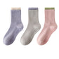 Womens Non-Slip Grip Crew Socks 3 Pair Pack Custom Color Combos Soft Ribbed Cotton with 3D Silicone Heel