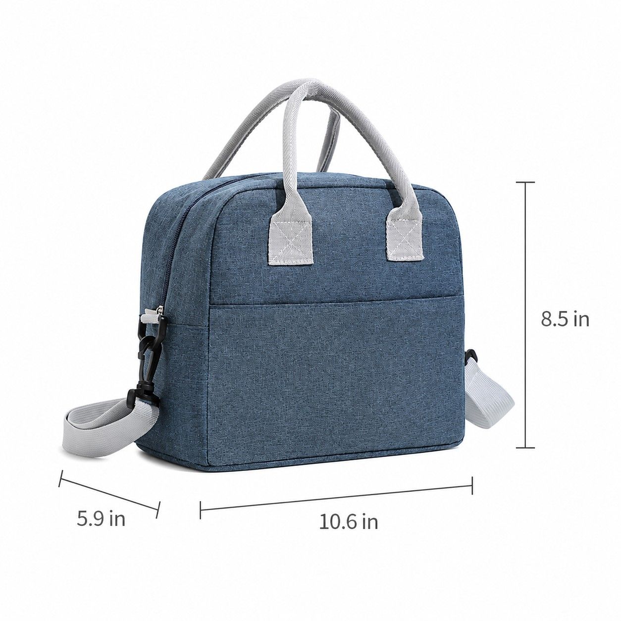 Insulated Lunch Tote Bag with Front Pocket and Adjustable Shoulder Strap