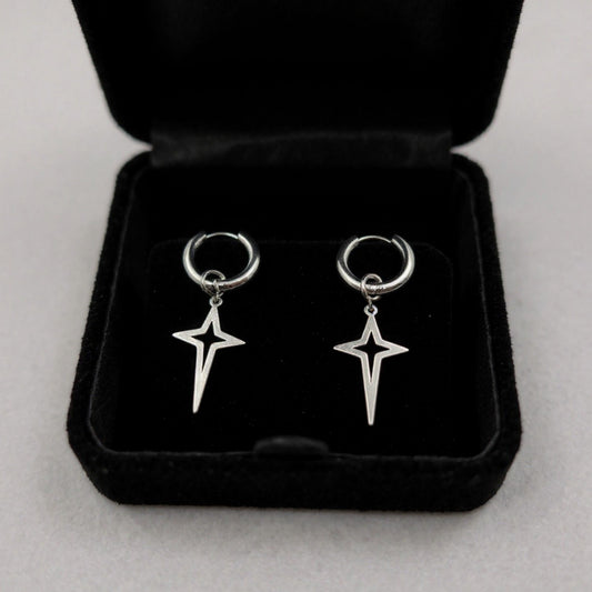 Star Drop Hoop Earrings with Cutout Geometric Charm and Sleek Minimalist Design for a Modern Stylish Everyday Accessory
