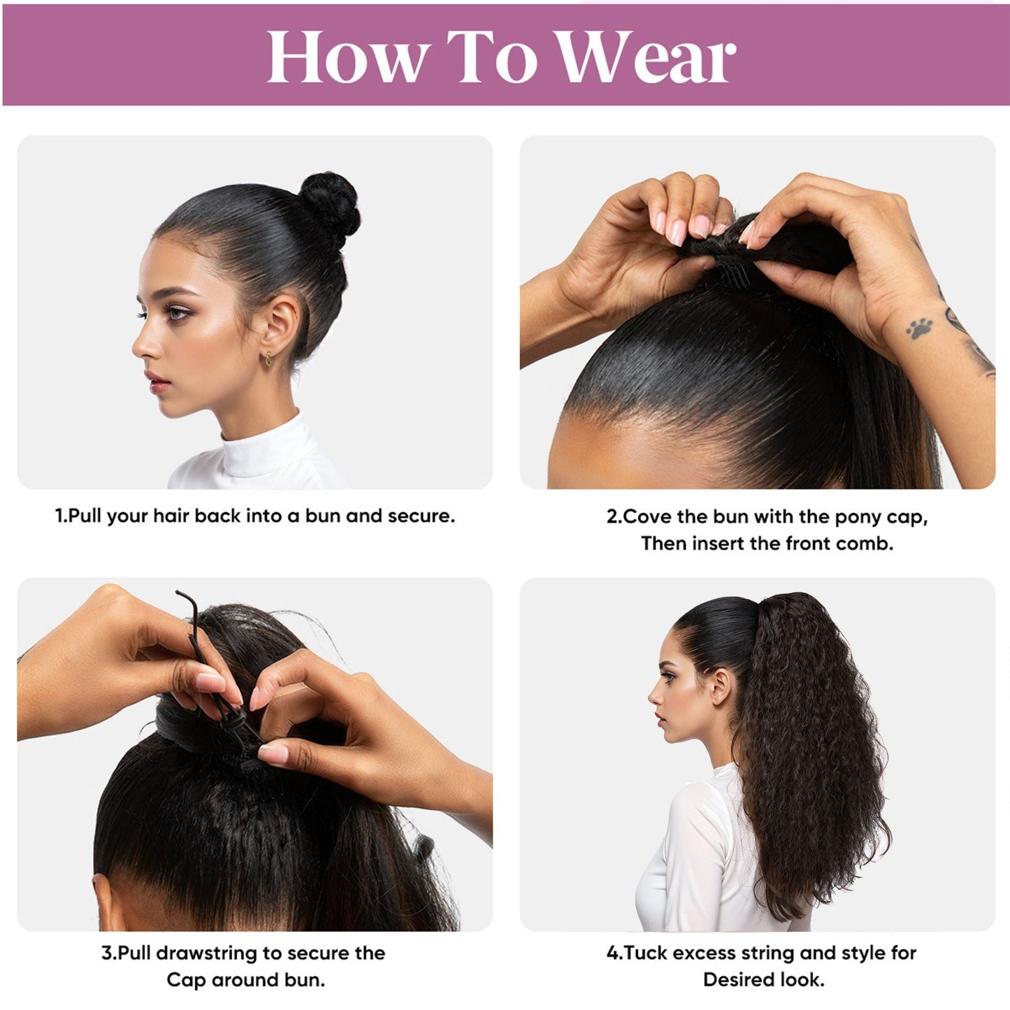 Curly Ponytail Extension Drawstring Ponytail Extension 16 Inch Kinky Curly Pony Tail Hair Extensions Fake Hairpieces Mixed Wine Red