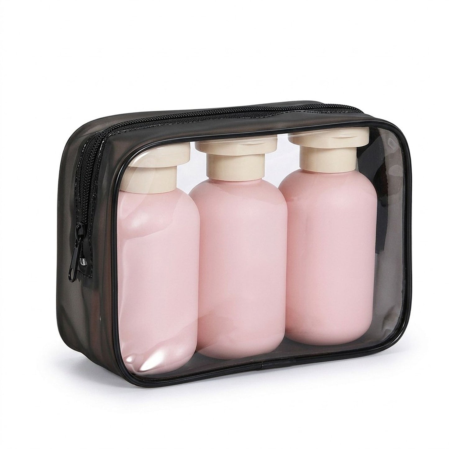 4 Piece Travel Toiletry Bottle Set with Zippered Pouch