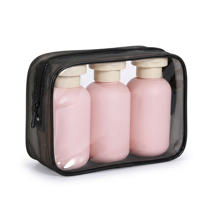 4 Piece Travel Toiletry Bottle Set with Zippered Pouch