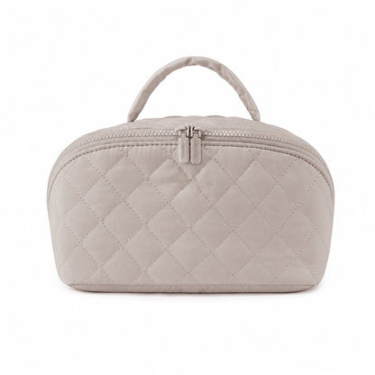 Quilted Makeup Bag Organizer with Handle Large Capacity Cosmetic Storage Case 2 Piece Set