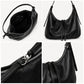 Slouchy Faux Leather Hobo Shoulder Bag with Adjustable Strap and Zip Closure