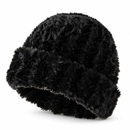 Fuzzy Knit Beanie Hat Soft Plush Cuffed Winter Cold Weather Cap