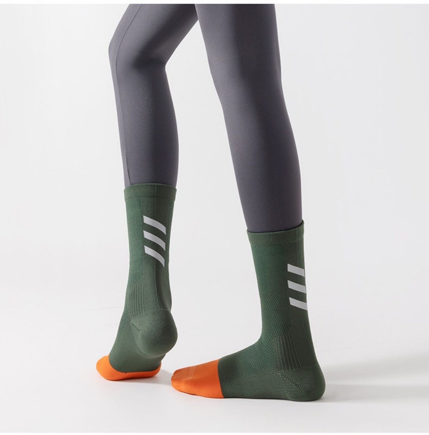 Reflective Compression Sports Socks with Breathable Fabric and Night Visibility Design 2-Pack