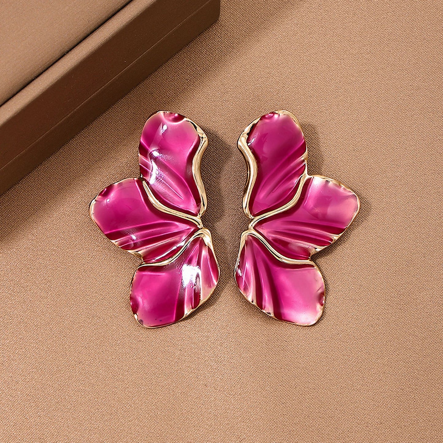 Women's Enamel Flower Statement Earrings