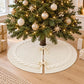 Cable Knit Christmas Tree Skirt with Bow Tie Closure