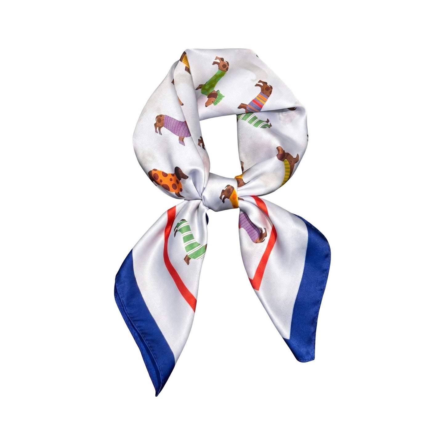 Cute Dachshund Print Satin Feel Square Neck Scarf Fashion Hair Scarf Bandana 25.5¡Á25.5 Inches