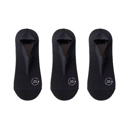 Men's No-Show Mesh Socks with Non-Slip Silicone Heel Grip and Breathable Low-Cut Design 3-Pack