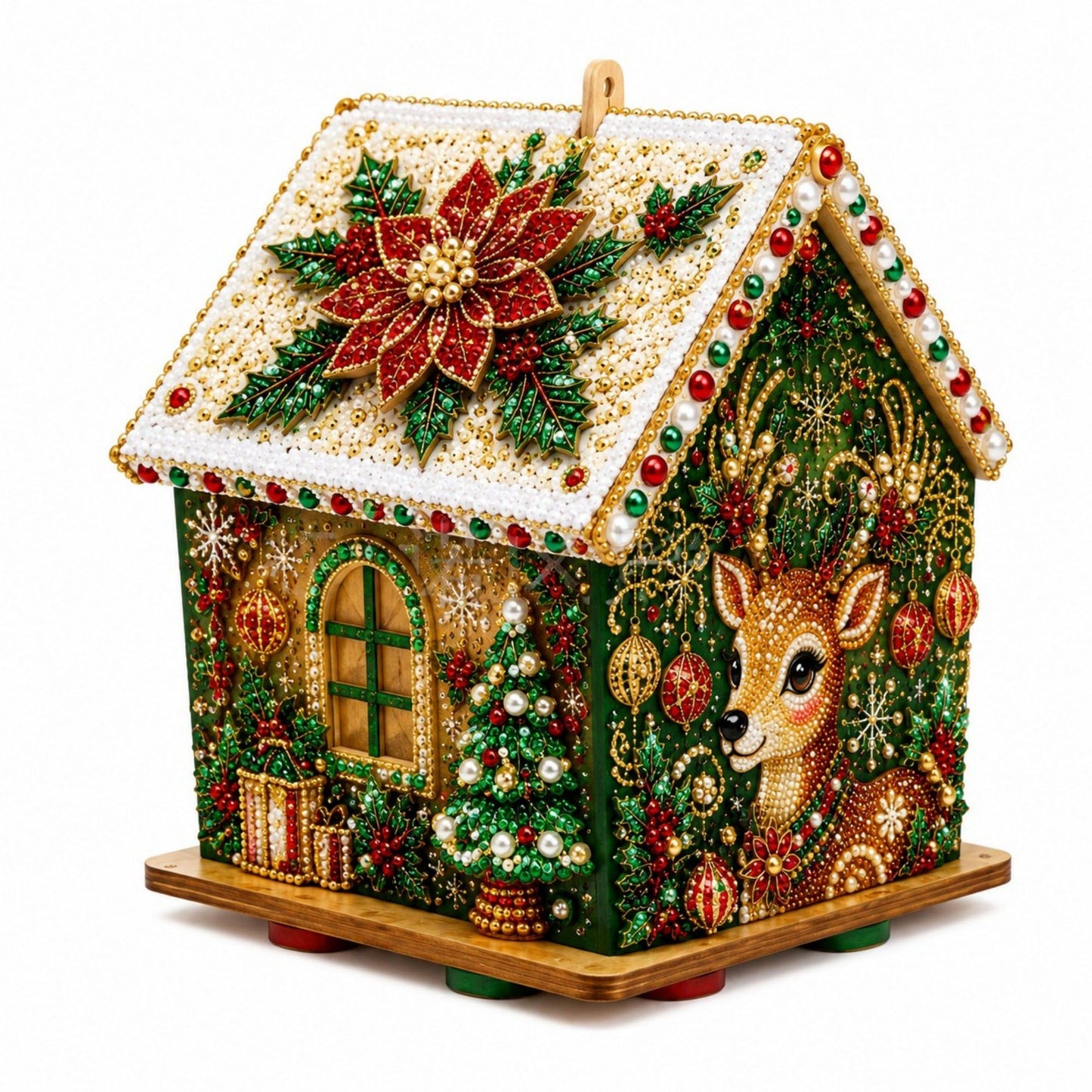 DIY Pearl Art Christmas Birdhouse Craft Kit with 3D Holiday Design