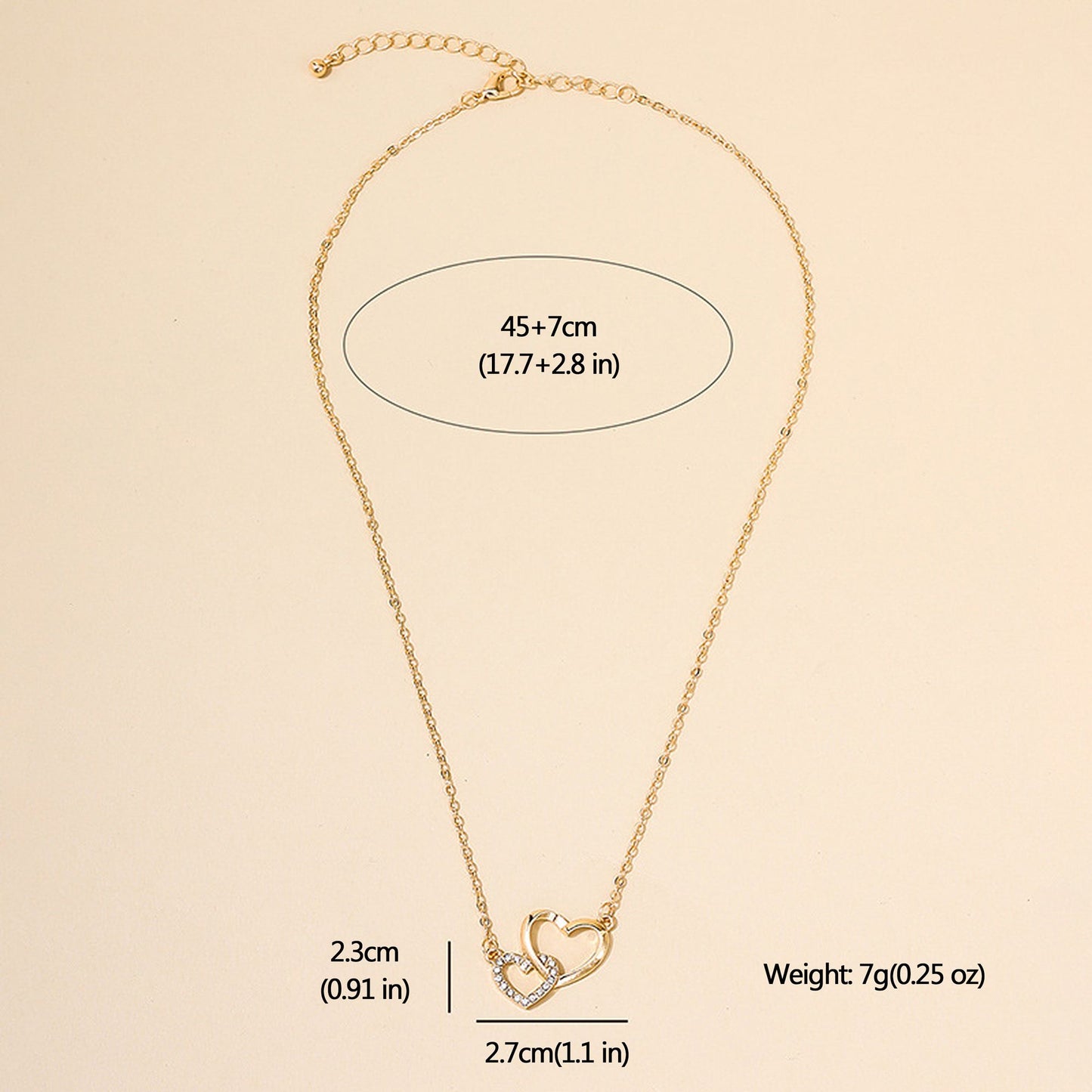 Women's Double Heart Pendant Necklace