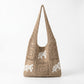 Knit Tote Bag Floral Pattern Shoulder Bag Open Top Casual Everyday Carry Handbag