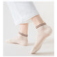 4-Pair Pack Lightweight Mesh Ankle Socks with Striped Cuffs Breathable Knit Texture