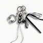 8 Ball Dice Charm Keychain with Headphone Pendant Ribbon Tassel Bag Charm Key Ring Accessory