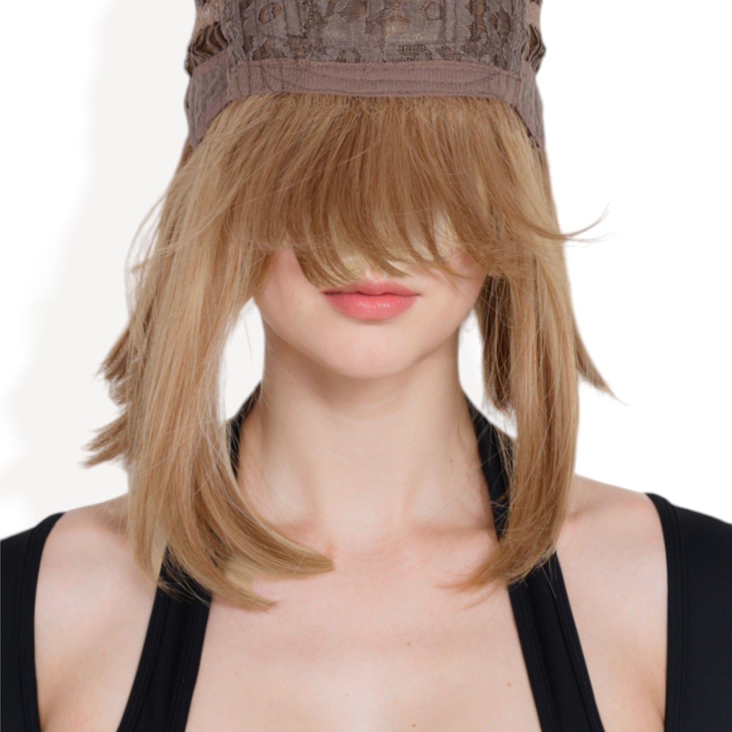 Women Ombre Brown 10inch Bob Wig with Bangs Heat Resistant Synthetic