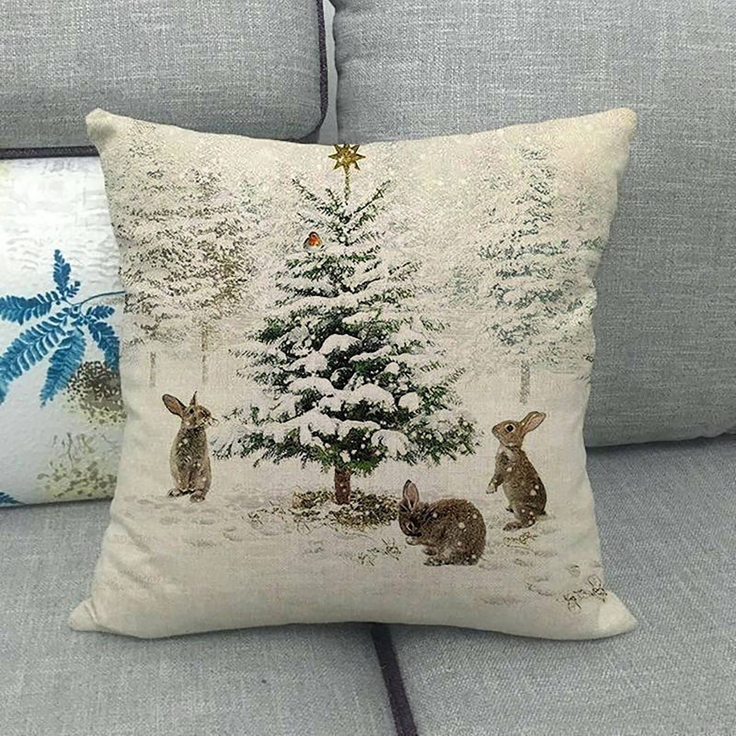 Vintage Winter Throw Comfortable Pillow Cover 18x18in