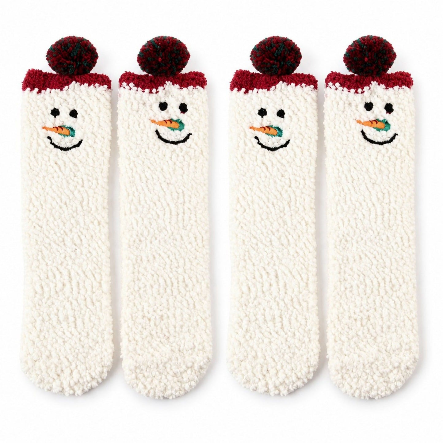 Fuzzy Reindeer Crew Socks 2 Pair US 5-10.5