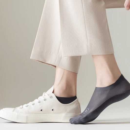 Men's No-Show Mesh Socks with Non-Slip Silicone Heel Grip and Breathable Low-Cut Design 3-Pack