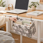 Hanging Bedside Storage Caddy Bunny Print Organizer with Hooks and Multiple Pockets