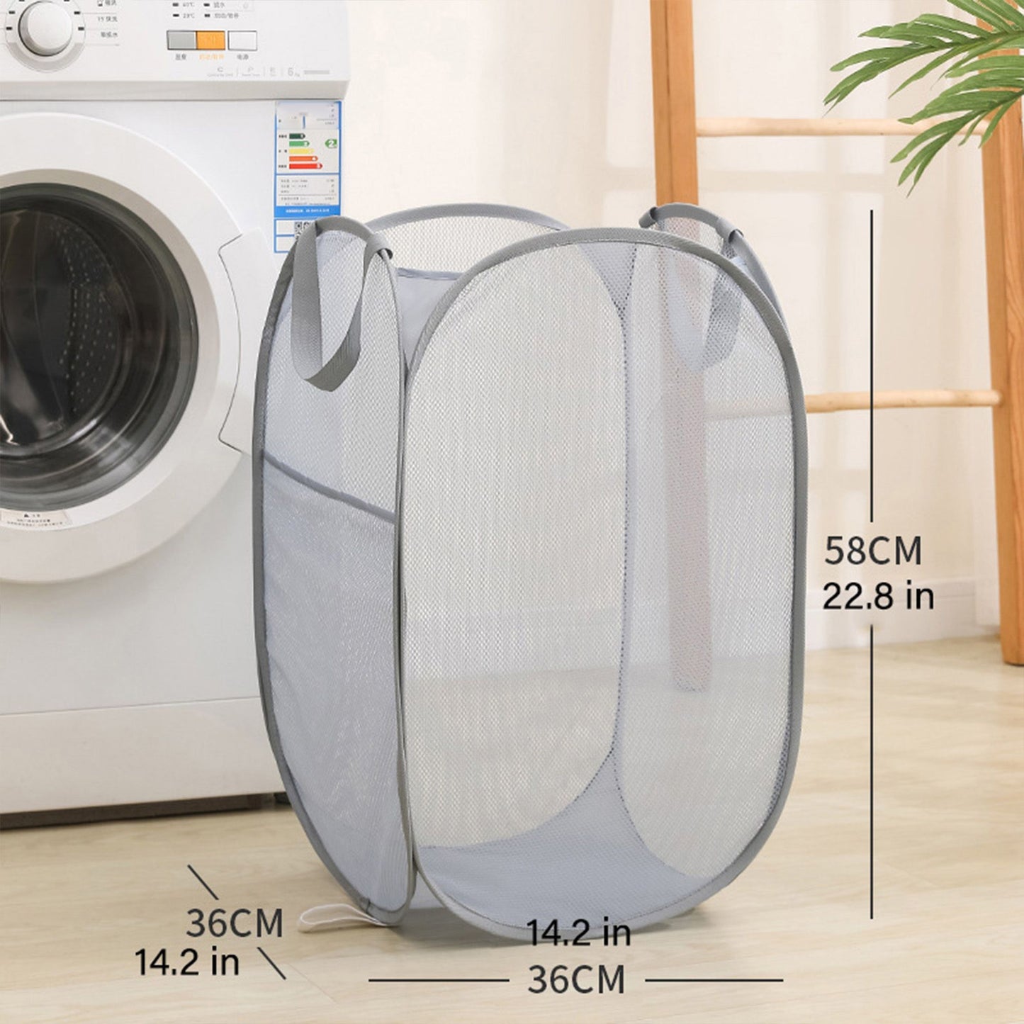 Collapsible Mesh Laundry Hamper Pop Up Clothes Basket Foldable Storage Bin for Bedroom Bathroom