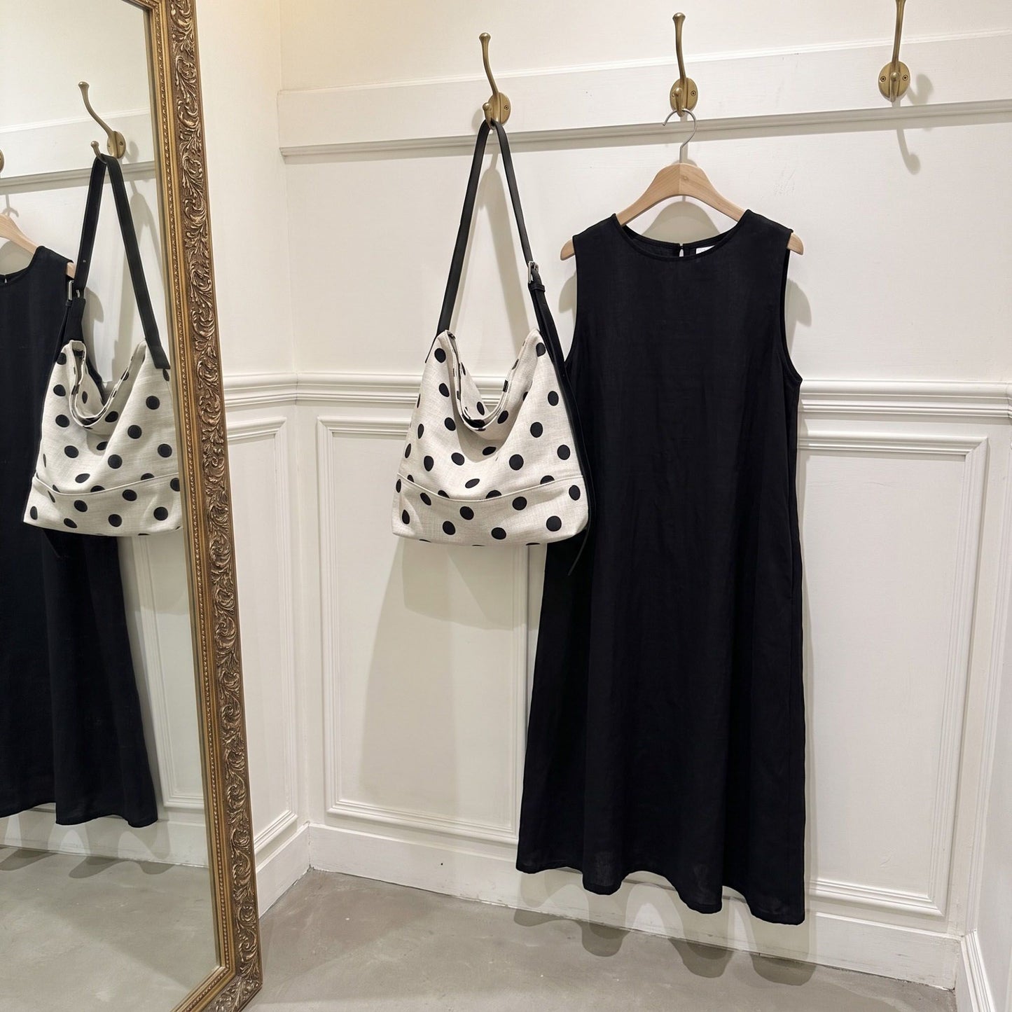 Polka Dot Hobo Shoulder Bag with Adjustable Strap and Front Pocket